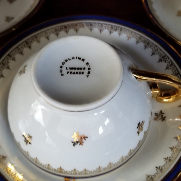 Limoges France Porcelain d'art & More ~ Sugar Bowl, Creamer, Cups and Saucers - Picture 7 of 16